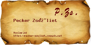 Pecker Zsüliet névjegykártya
